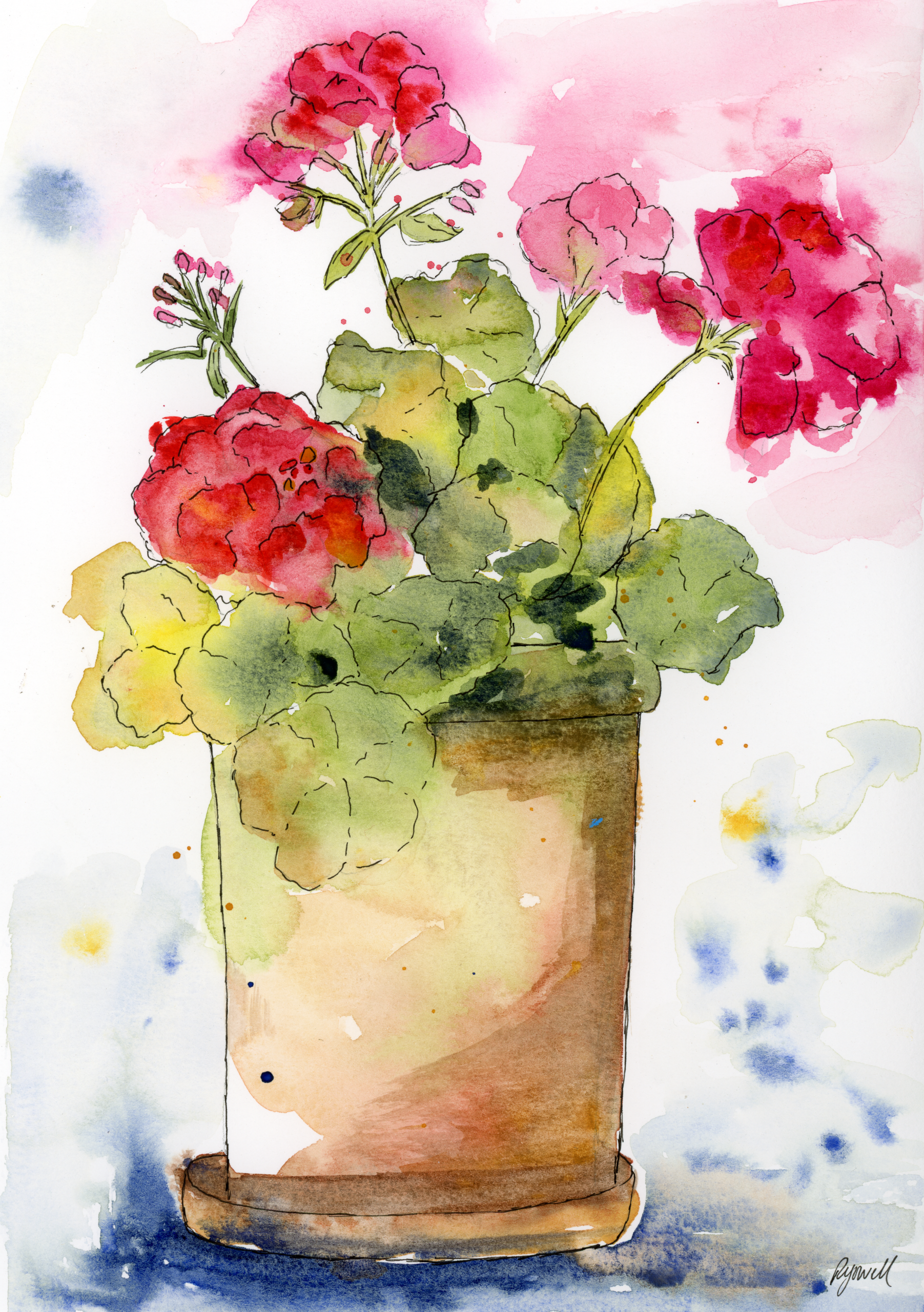 Red Geraniums- original painting