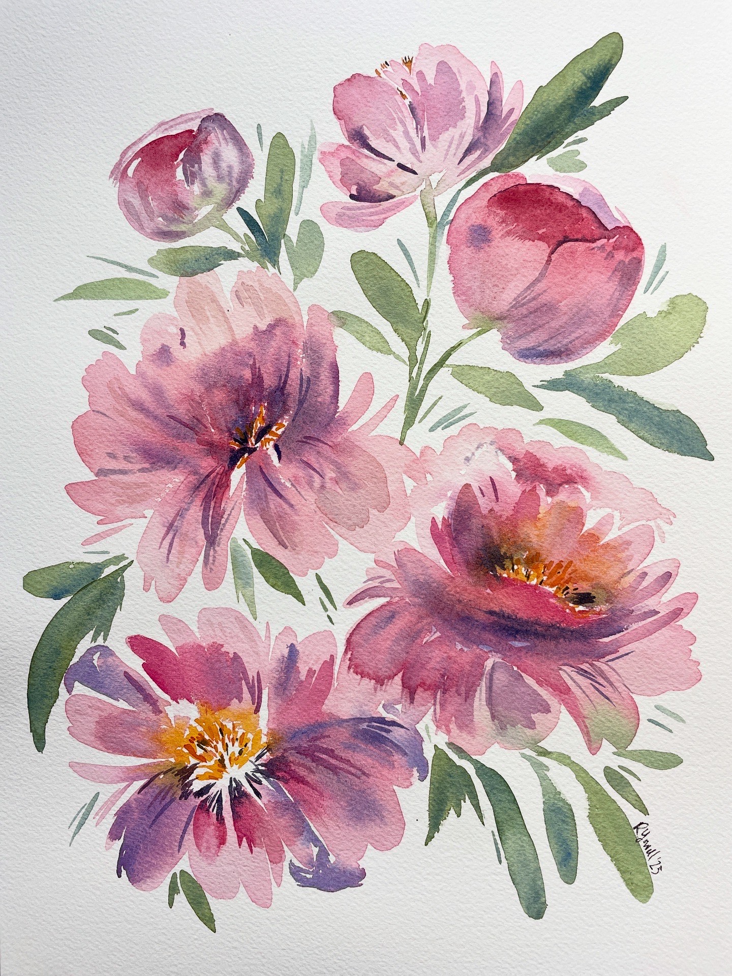 Blossoming Peonies- original painting